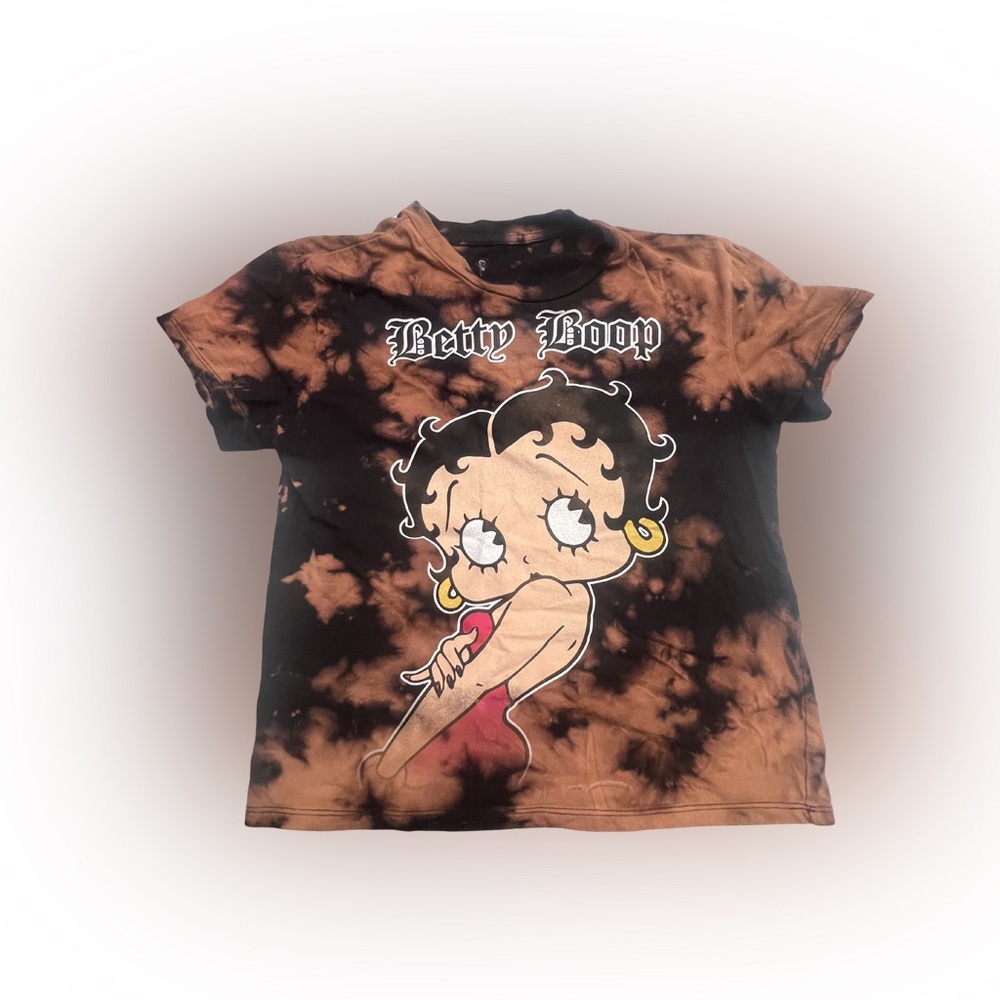 Women’s Betty Boop Tie-Dye Graphic Tee - Black & Brown Size S